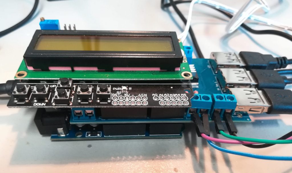 Arduino with custom shield and LCD shield